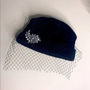 Face net black Jewel embellished knit beanie cap winter